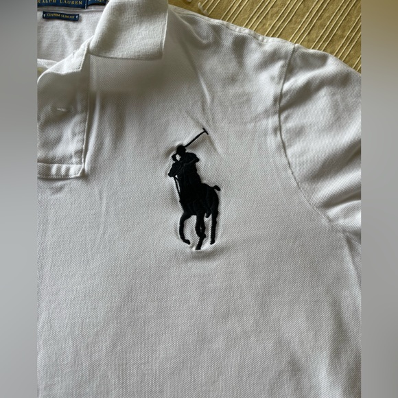 Polo Ralph Lauren Custom Slim Fit Big Pony Mesh Polo Shirt|White/Black, L - Picture 8 of 13